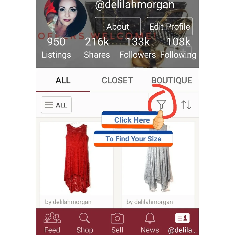 FIND UR SIZE Using The Filter Icon - Picture 1 of 4